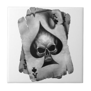 Ace of Spades Skull Ceramic Tile