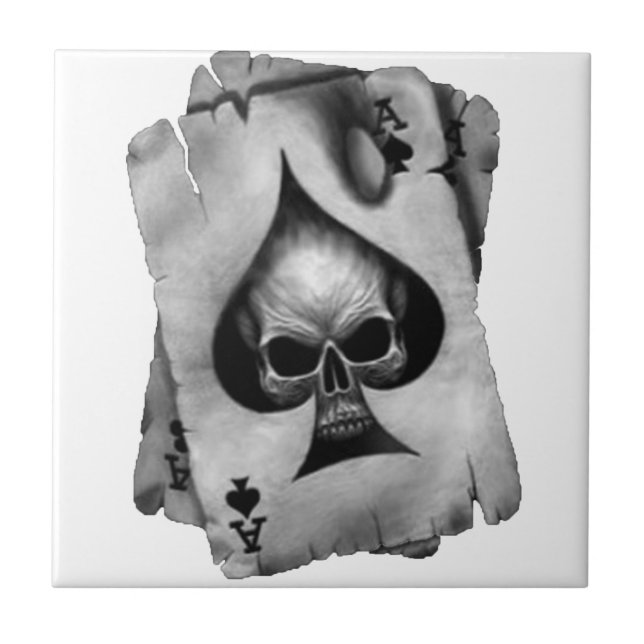 Ace of Spades Skull Ceramic Tile (Front)