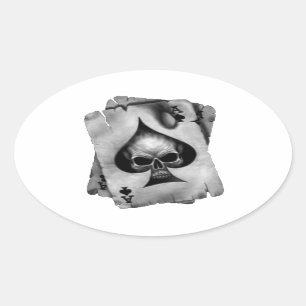 Ace of Spades Skull Oval Sticker