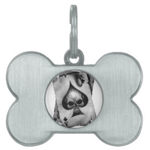 Ace of Spades Skull Pet ID Tag