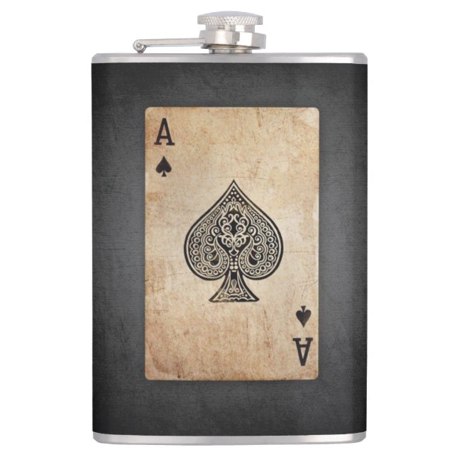 Ace of spades throw pillow hip flask (Front)