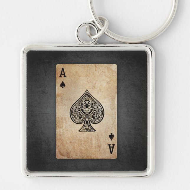 Ace of spades throw pillow key ring (Front)