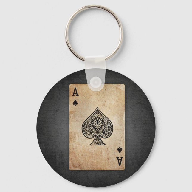 Ace of spades throw pillow key ring (Front)