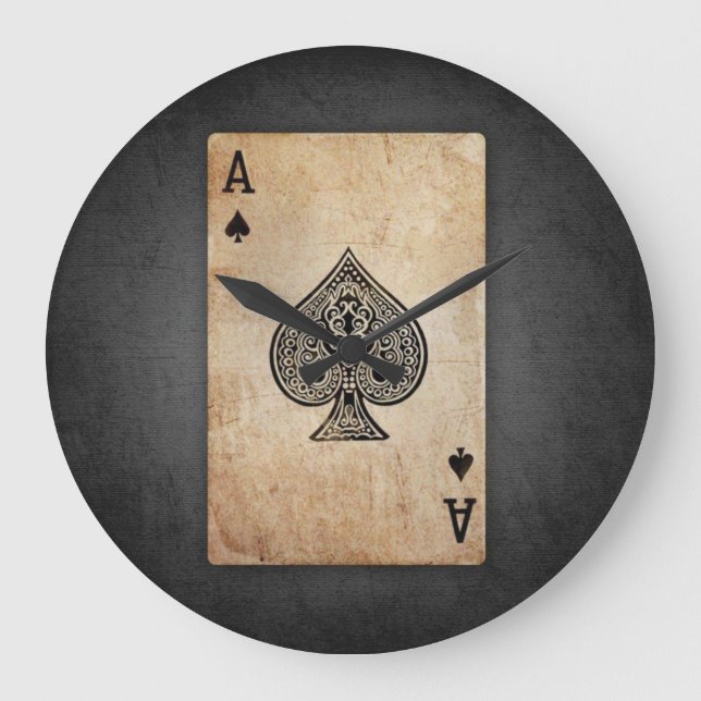 Ace of spades throw pillow large clock (Front)
