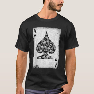 Ace Of Spades Vintage Gothic Gambler Skull Playing T-Shirt