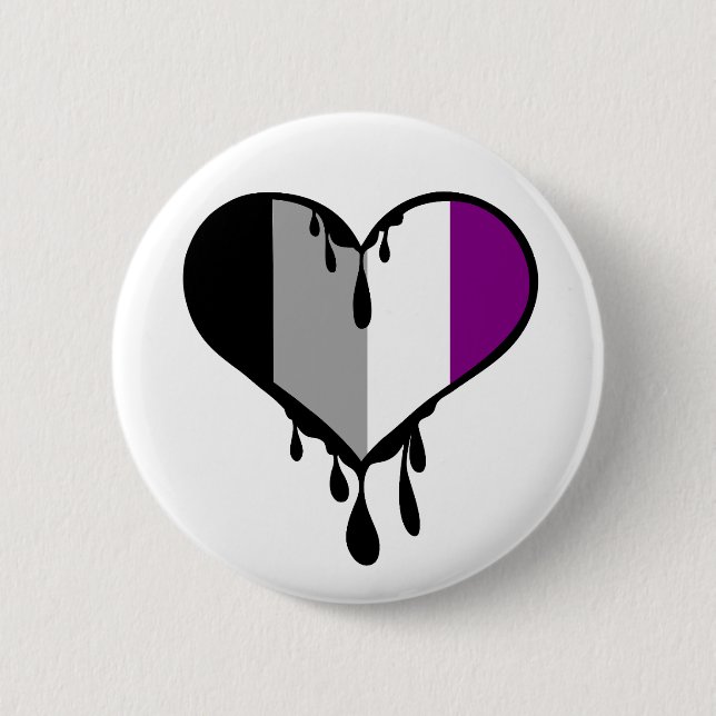 Ace Pride Dripping Heart 6 Cm Round Badge (Front)