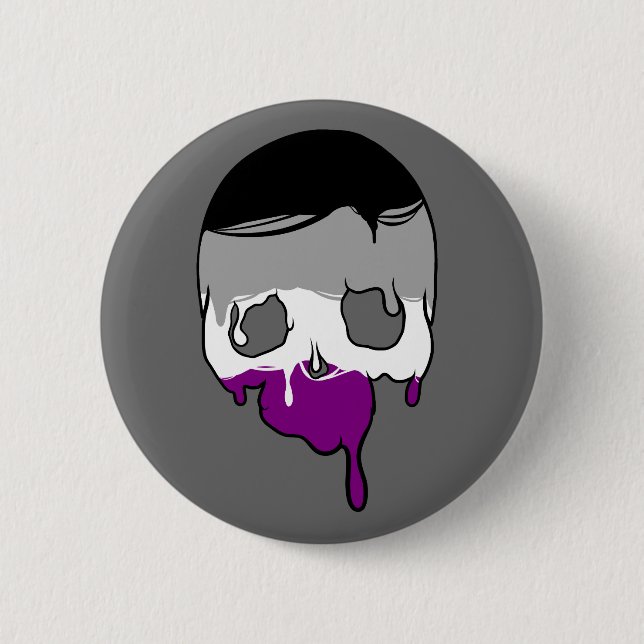 Ace Pride Dripping Skull 6 Cm Round Badge (Front)