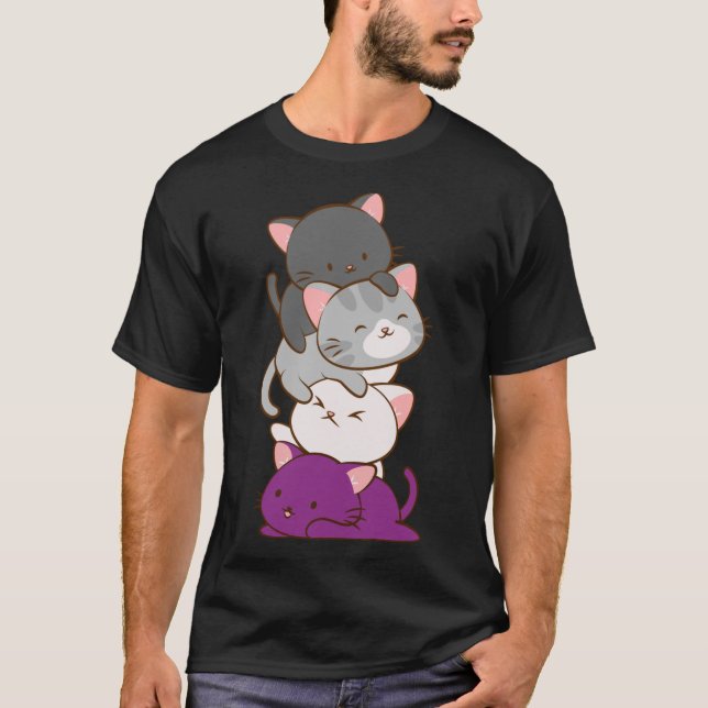 Ace Pride Kawaii Cats LGBTQ Asexual Classic T-Shir T-Shirt (Front)