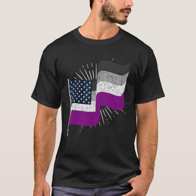 Ace Pride Month Asexual Us Flag Queer Lgbtqia Asex T-Shirt (Front)