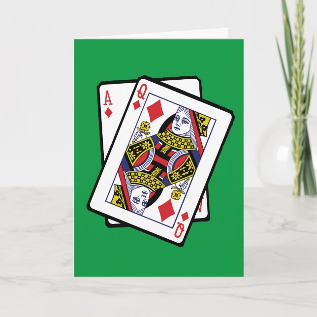 Ace & Queen of Diamonds 21st Birthday Born In 2002 Card (Front)