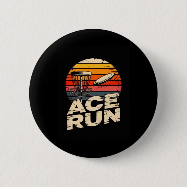 Ace Run Retro Disc Golf Sket Ace Run Sunset  6 Cm Round Badge (Front)