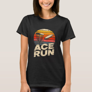 Ace Run Retro Disc Golf Sket Ace Run Sunset  T-Shirt