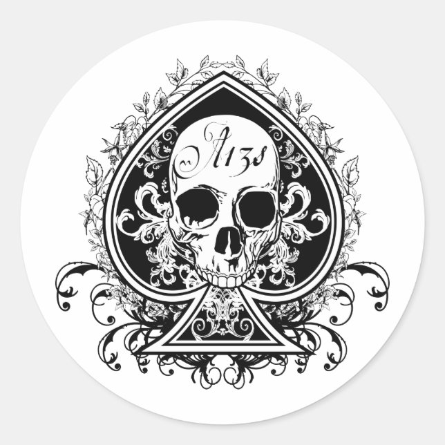 Ace Skull Classic Round Sticker (Front)