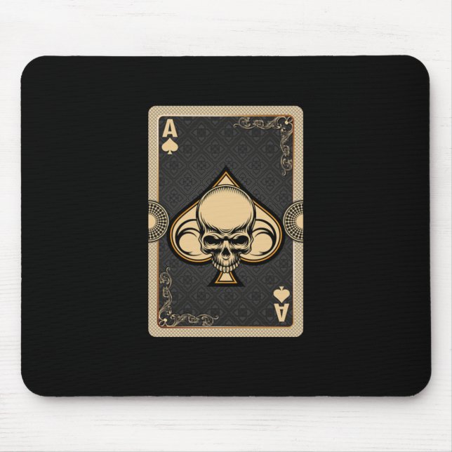 Ace Spades Skull Cards Poker Casino Player Gamblin Mouse Pad (Front)