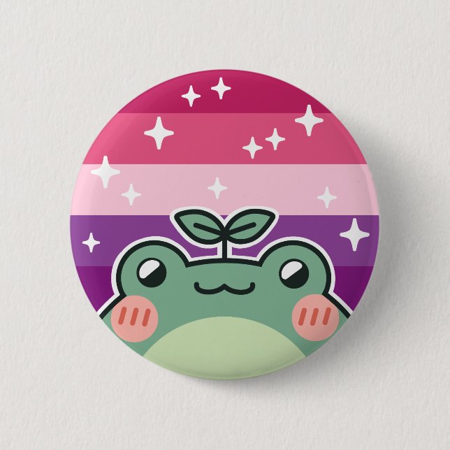 Aceflux LGBT Pride Flag Frog 6 Cm Round Badge (Front)