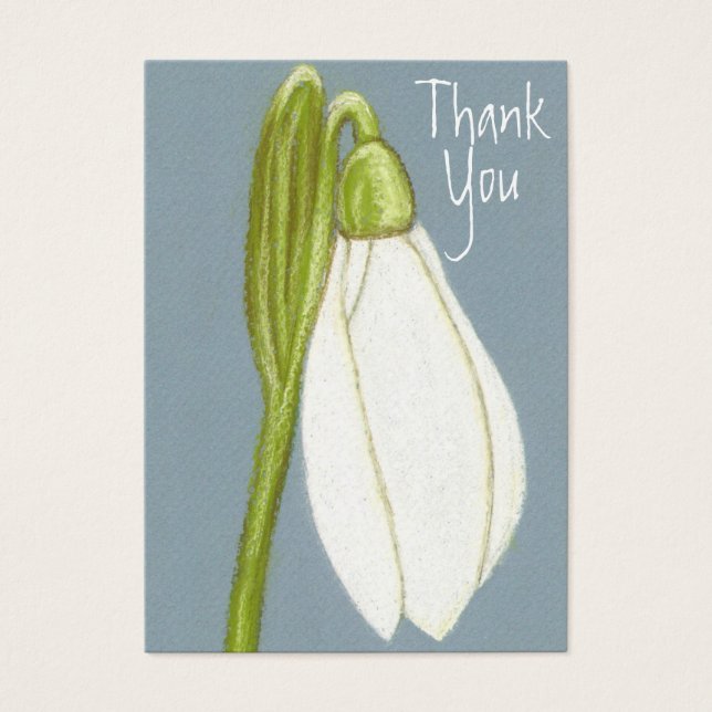 Aceo Art Card ~ Snowdrop Thank You Card (Front)
