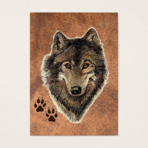 ACEO ATC Original Watercolor Grey Wolf