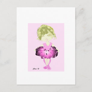 ACEO Print Cute Ballerina in Pink Tutu Postcard