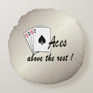 Aces Above the Rest Antique Gold Round Cushion
