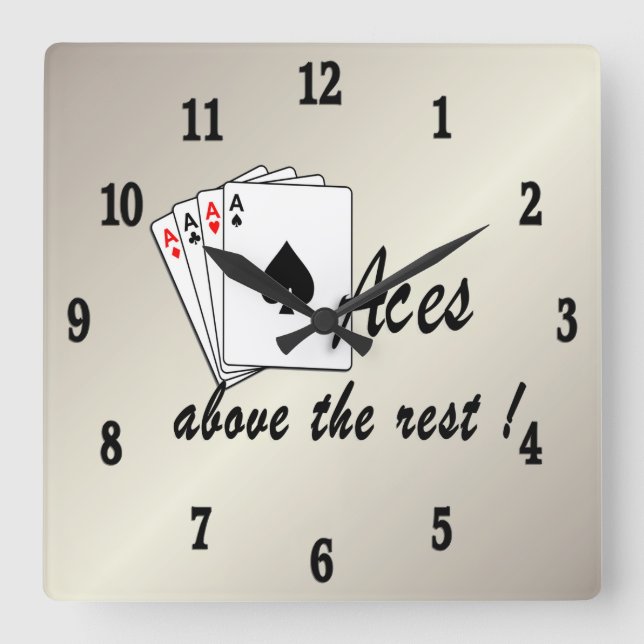 Aces Above the Rest Gold Square Wall Clock (Front)
