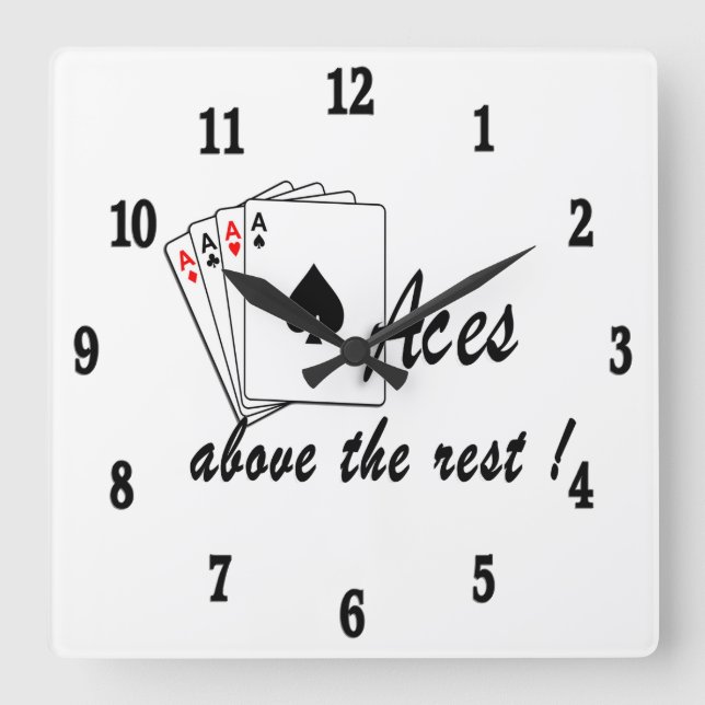 Aces Above the Rest White Square Wall Clock (Front)