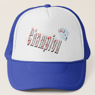 Aces Champion Logo Made From Poker Cards, Blue Trucker Hat