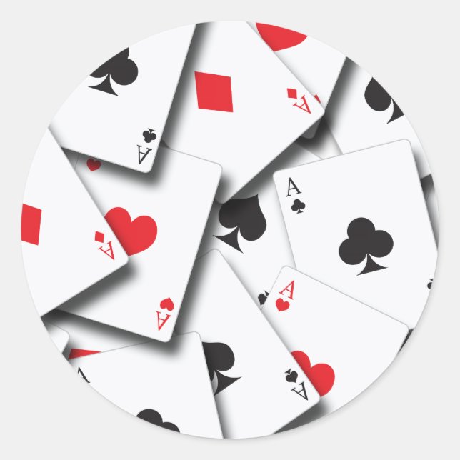 ACES PLAYING CARDS CLASSIC ROUND STICKER (Front)