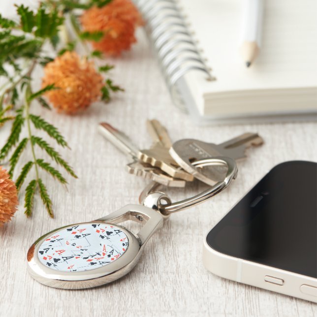 Aces Poker Cards Layered, Key Ring (Side)