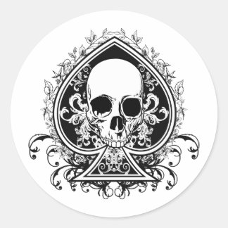 Aces Skull Classic Round Sticker