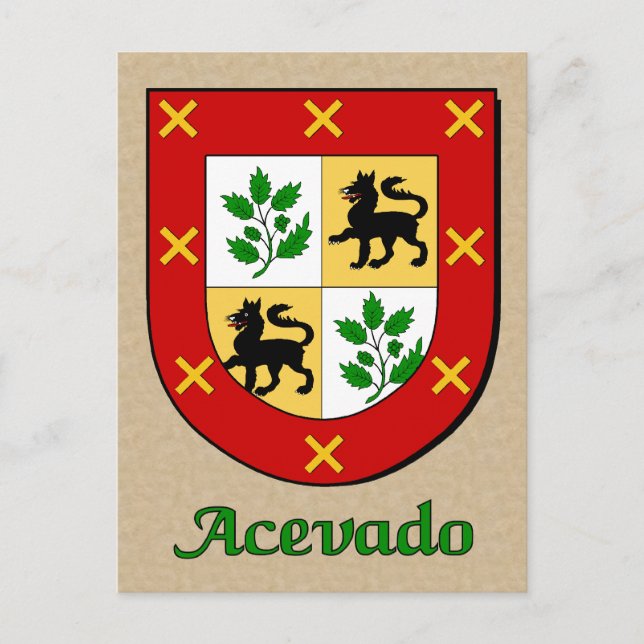 Acevado Family Shield Postcard (Front)
