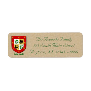 Acevedo Family Heraldic Shield Return Address Label