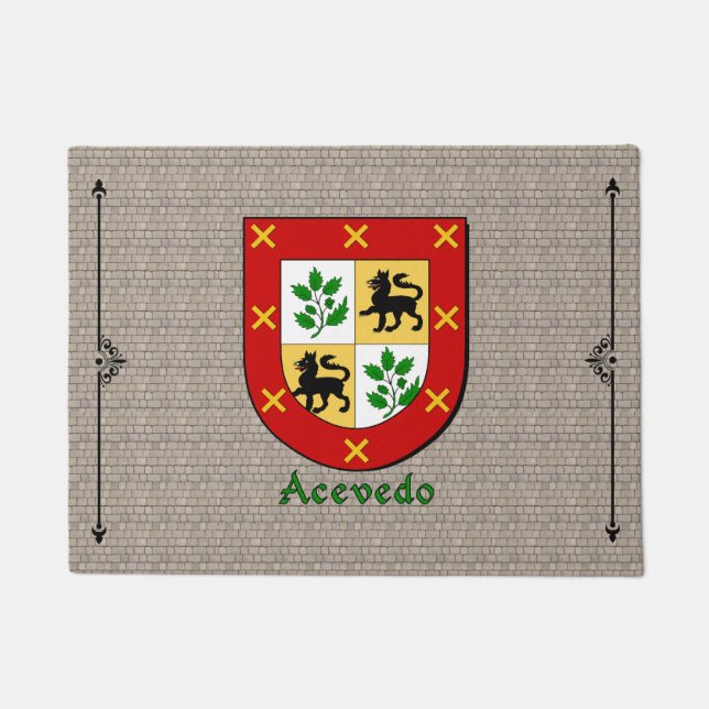 Acevedo Historical Shield on Cobblestone Doormat (Front)