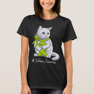 Achalasia Awareness Month Lime Green Ribbon Cat T-Shirt