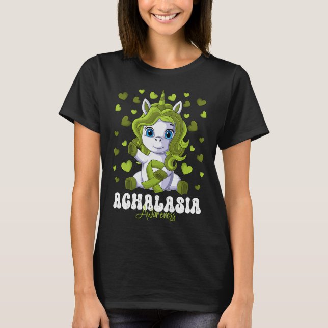 Achalasia Awareness Month Lime Green Ribbon Unicor T-Shirt (Front)