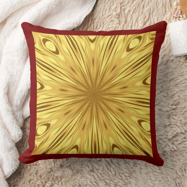 Achempong Designer Pillow: Crimson & Gold Opulent  Cushion (Blanket)