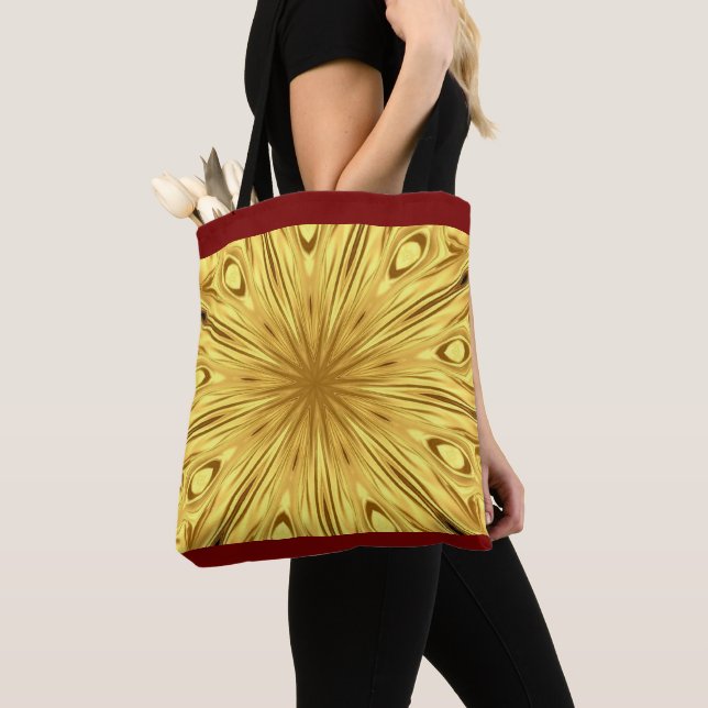 Achempong: Gilded Zenith Opulen Swirl Crimson Gold Tote Bag (Close Up)