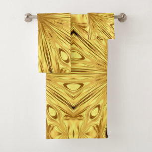 Achempong: Gilded Zenith Opulent Swirl Crimson Gol Bath Towel Set