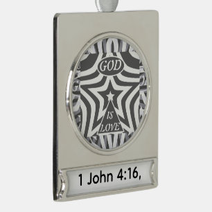 Achempong God Is Love Star Monochrome Faith Home Silver Plated Banner Ornament