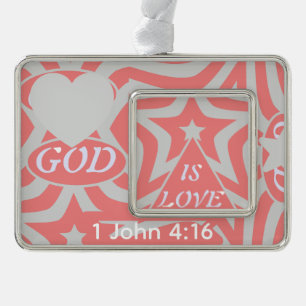 Achempong God Is Love Star Pastel Pink  Silver Plated Framed Ornament