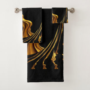 Achempong Gold Black Monochrome Christian Opulent Bath Towel Set
