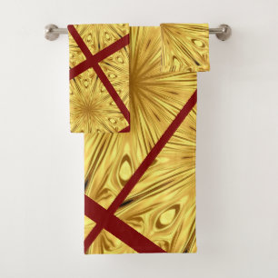 Achempong: Gold Luxry   Gilded Zenith Crimson Swir Bath Towel Set