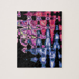 Achempong Modern Synthwave: Pink Blue Abstract Jigsaw Puzzle