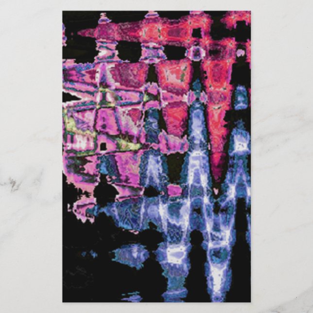 Achempong Modern Synthwave: Pink Blue Abstract   Stationery (Front)
