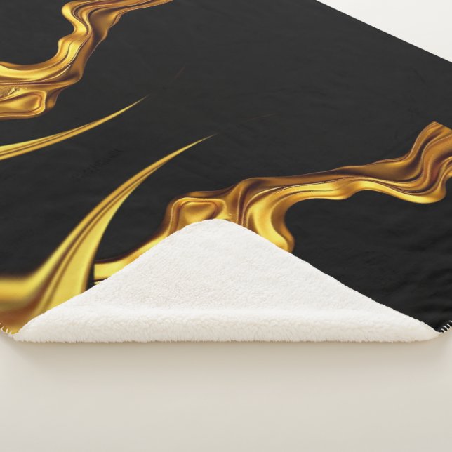 Achempong Opulent Swirl  Liquid Luxury Gold Black Sherpa Blanket (3/4)