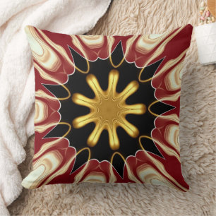 Achempong: Starburst   Deep Crimson Cream Golden B Cushion