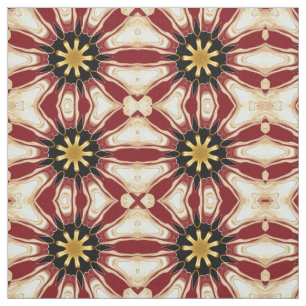 Achempong: Starburst   Deep Crimson & Gold Luxury  Fabric