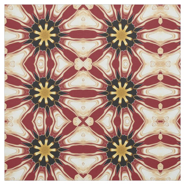 Achempong: Starburst | Deep Crimson & Gold Luxury  Fabric (Swatch)