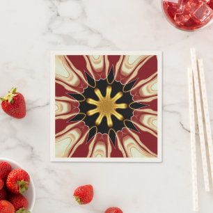 Achempong: Starburst   Deep Crimson & Gold Luxury  Napkin