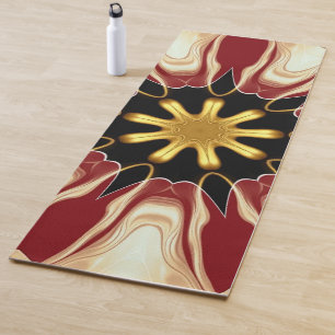 Achempong: Starburst   Deep Crimson & Gold Luxury  Yoga Mat