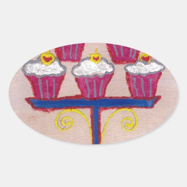 Achempong's Artful Inspirational Cupcake Couture Oval Sticker (Front)